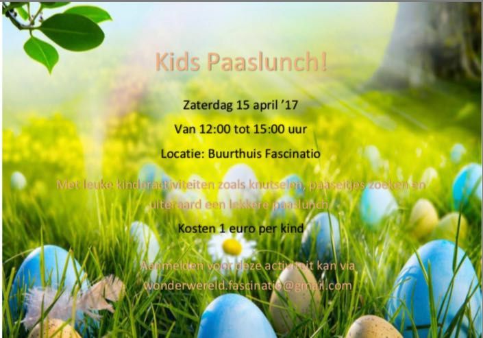 Kids paaslunch op zaterdag 15 april